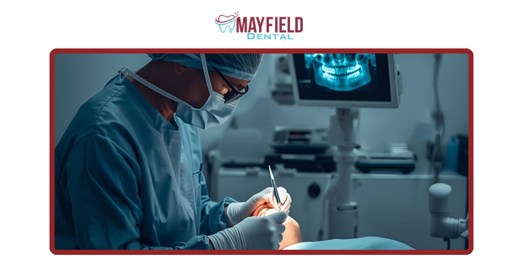 Dental surgeon in Brampton performing wisdom tooth extraction with modern technology